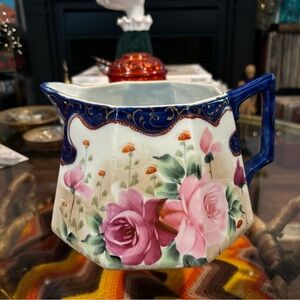 Antique TE-OH Nippon (Japan) Hand Painted China Lemonade Pitcher w/3 Glasses